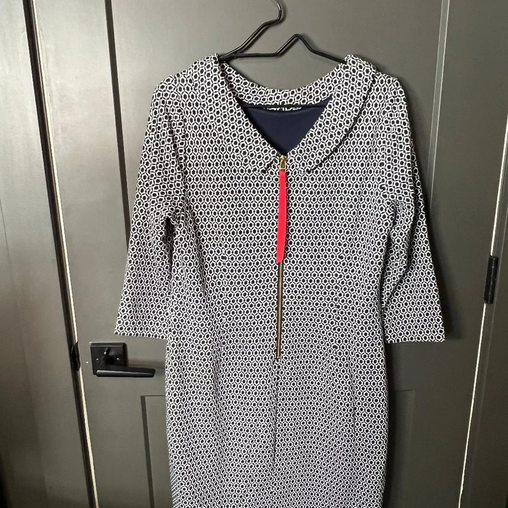 Boden Bessie Jacquard Dress Blue 10L - Picture 3 of 5